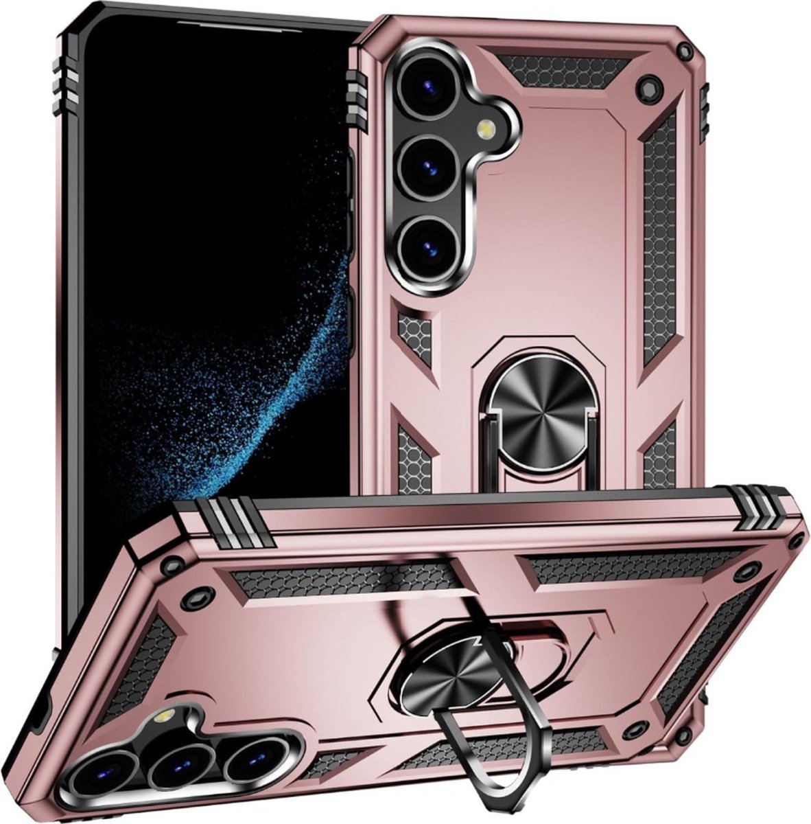 Cityhoesje - Kickstand – Ring BackCover Geschikt voor Samsung S24 Plus-S25 Plus