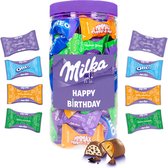 Mélange de chocolat Milka Moments "Happy Birthday" - cadeau d'anniversaire chocolat - chocolat aux noisettes, chocolat au lait alpin, Oreo et caramel - 500g