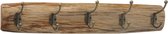 Jassen kapstok haken hout/staal 55 x 10 cm met 5 antieke ophanghaken