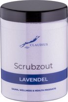 Scrubzout Lavendel in handige pot - 1250 gram - met zwarte deksel - Hydraterende Lichaamsscrub