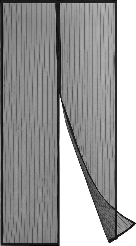 ForDig Vliegengordijn 210x100cm - Glasvezel A-kwaliteit - Luxe Deurhor Magnetisch - Horgordijn – Vliegengordijn – Hordeur - Zwart