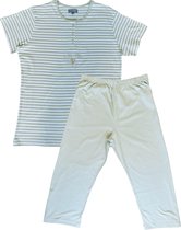Pyjama Femme - Katoen - Eté - Pantalon 3/4 - Grijs Gris Vert - Taille XXL