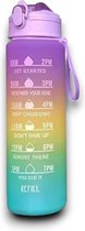 Drinkwaterfles - (900ml) - Paars / Blauw - Waterfles met Motiverende Tekst - Sportieve, Lekvrije Drinkfles - Ideaal voor Buitensport en Reizen