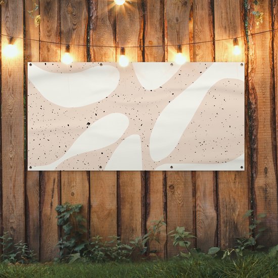 Décoration murale d'extérieur Plantes - Abstrait - Rose - Pastel - 160x80 cm - Toile de jardin - Poster extérieur