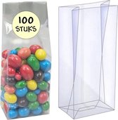 Fako Bijoux® - Blokbodemzakjes Plastic Transparant - 55 + 35 x 180 mm - 100% Polypropyleen - Recyclebaar- Rechthoekige Zak - Duurzaam - Voedsel Verpakking - 100 Stuks