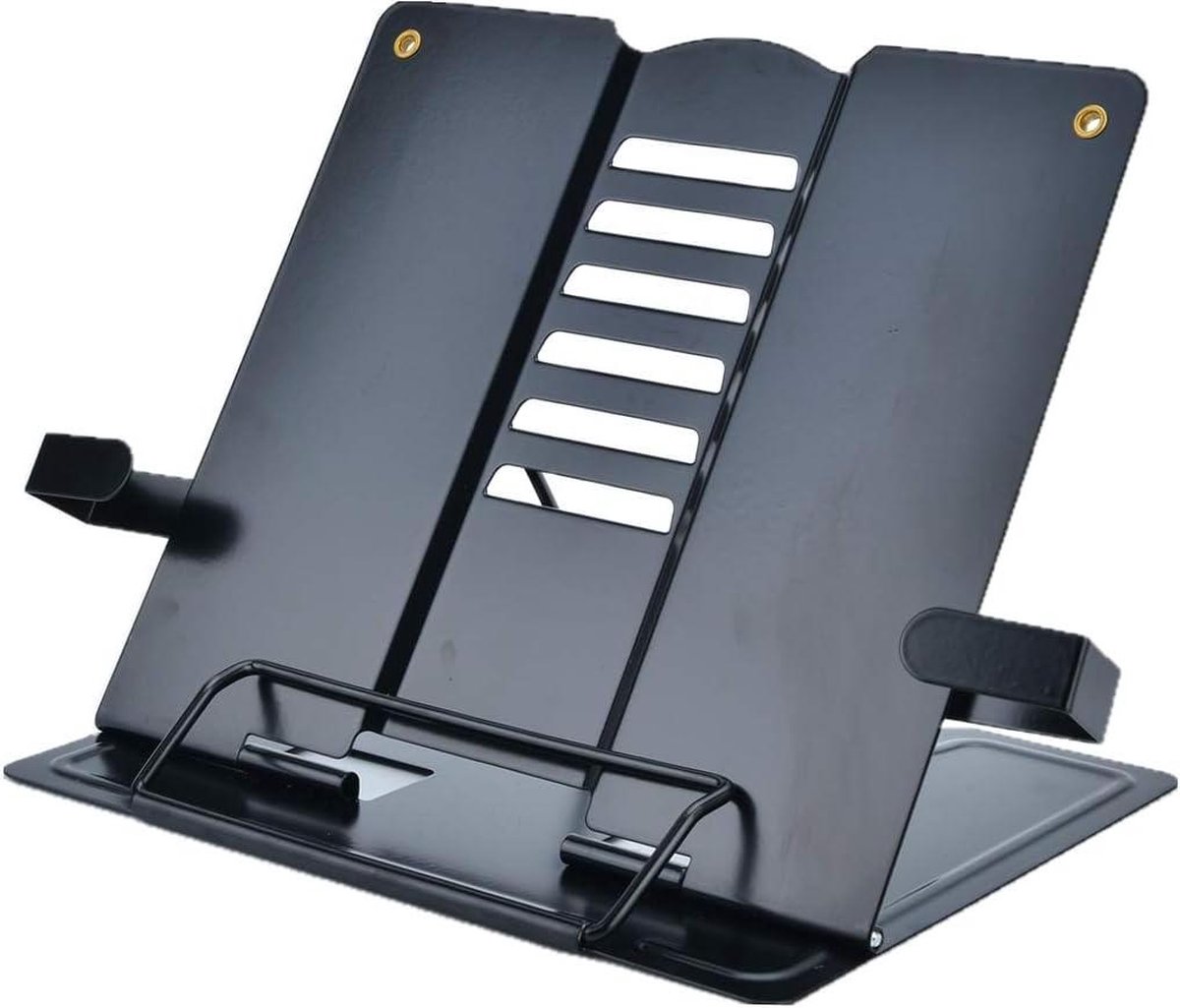Bureau boekenstandaard documenthouder heavy duty metaal leesstandaard zwart voor boek magazijn menu iPad muziek notitie taal ontwerp met 6 verstelbare posities (upgrade-editie) book stand