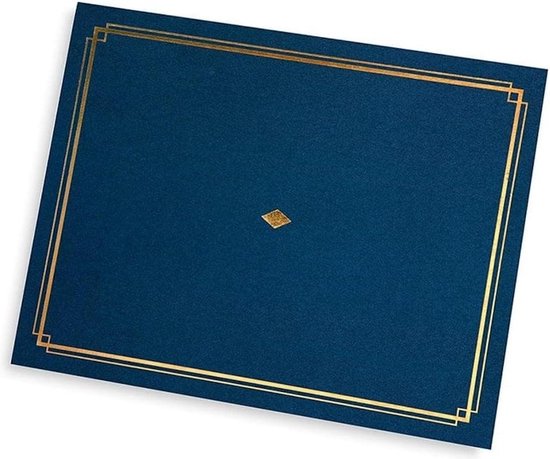 Certificaathouders blauw met goudfolie detail - 36 stuks - Past op documenten van 8.5" x 11" - Luxe uitstraling certificate holder