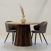 Eettafel Travertin - Bruin - Rond Ø120cm - Tafel Lucio - Giga Meubel