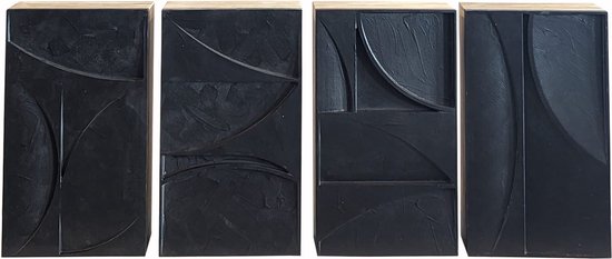 moods collection wandkast - kunst - zwart - set van 4