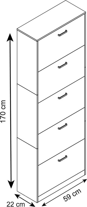 VCM Étagère en bois basculante étagère à chaussures meuble à chaussures 5 volets Sipos XL Étagère en bois basculante étagère à chaussures meuble à chaussures 5 volets Sipos XL
