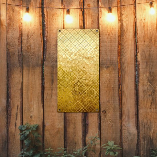 Tuinposter Goud - Design - Abstract - 40x80 cm - Wanddecoratie Buiten - Tuinposter - Tuindoek - Schuttingposter - Tuinschilderij