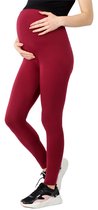 Be Mammy BE-BE20-283-LE Dames Zwangerschapsleggings - Lang - Katoen - Elasthan - Yogabroek - Wijnrood - 3XL
