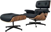 EMBYANCE® Luxe lounge chair - Fauteuil met armleuning - Relaxfauteuil - TV meubel - Leer - Zwart - Hout