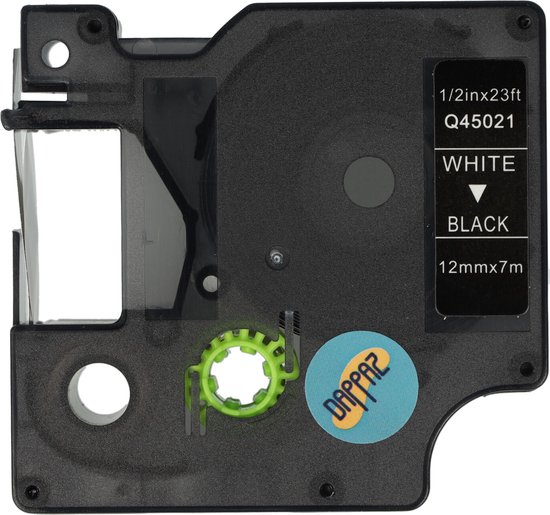 20 Rubans étiquettes Dymo D1 (45021) – 12mm – Blanc Sur Noir – Compatible Labelmanager