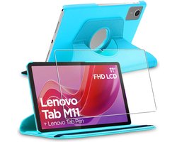 ebestStar - Hoes geschikt voor Lenovo Tab M11, Roterende Etui, Case, 360° Draaibaar hoesje, Blauw + Gehard Glas