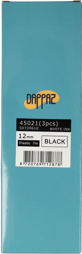 20 Rubans étiquettes Dymo D1 (45021) – 12mm – Blanc Sur Noir – Compatible Labelmanager