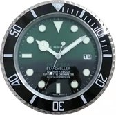 Rolex muur klok - Deepsea - Moderne Wandklok - Muurklok - Automatische klok - Glow in the dark wijzers - Rolex horloge - Zwart met groen