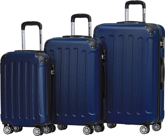 Foto: Trvlmore kofferset 3 delig 38l handbagage 110l ruimbagage lichtgewicht trolley reiskoffer set donkerblauw