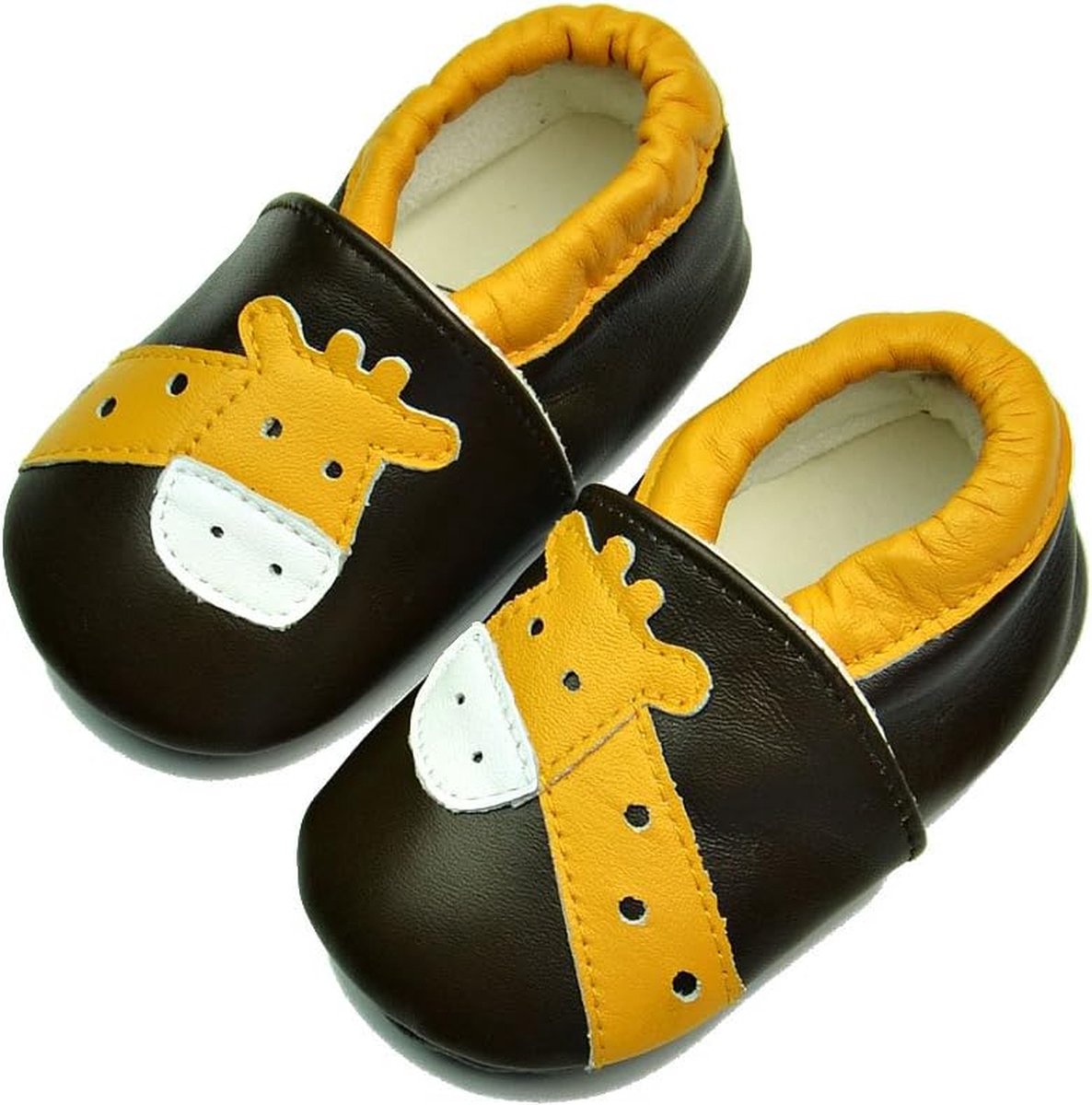 Steppies Babyslofjes Leer - Giraffe - Maat 20-21 (12-18 maanden, 13 cm) - met Suède Zool