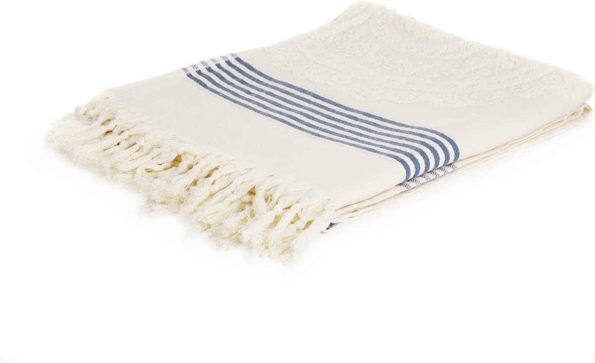 HOMLA - Handdoek - ecru met mandala motief - 100x150cm - 866475