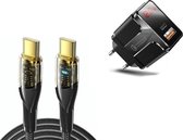 DrPhone SpeedLink - Combi Deal - HALO5 Snellader & XJ01-P 100W PD Fast Charging - Kabel voor Snelladen - 3 Meter Kabel - Telefoons en Tablets - Zwart