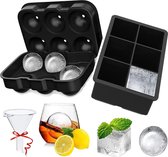 Herbruikbare Grote Vierkante Siliconen IJsblokjesvorm - Gemakkelijk Los te Maken - BPA Vrij - Voor Cocktails Whisky - Zwart Ice cube tray