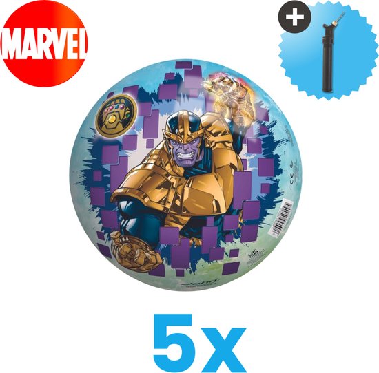 Marvel Avengers Lichtgewicht Speelgoed Bal - Kinderbal - 23 cm - Volumebundel 5 stuks - Inclusief Balpomp