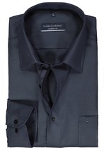 CASA MODA comfort fit overhemd - structuur - zwart - Strijkvriendelijk - Boordmaat: 42