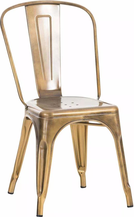 In And OutdoorMatch industriële stoel Sibyl - Brons - Rustiek design - Set van 1 - Frame met 4 poten - Voor keuken en bar - Metalen zitting