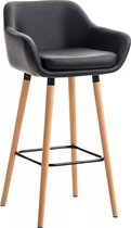 In And OutdoorMatch Luxe Barkruk Earlene - Beige - Imitatie Leder - 4-poots Onderstel - Ergonomische Barstoelen - Set van 1 - Met Rugleuning - Armleuning - Voetensteun - Voor Keuken en Bar - Gestoffeerde Zitting