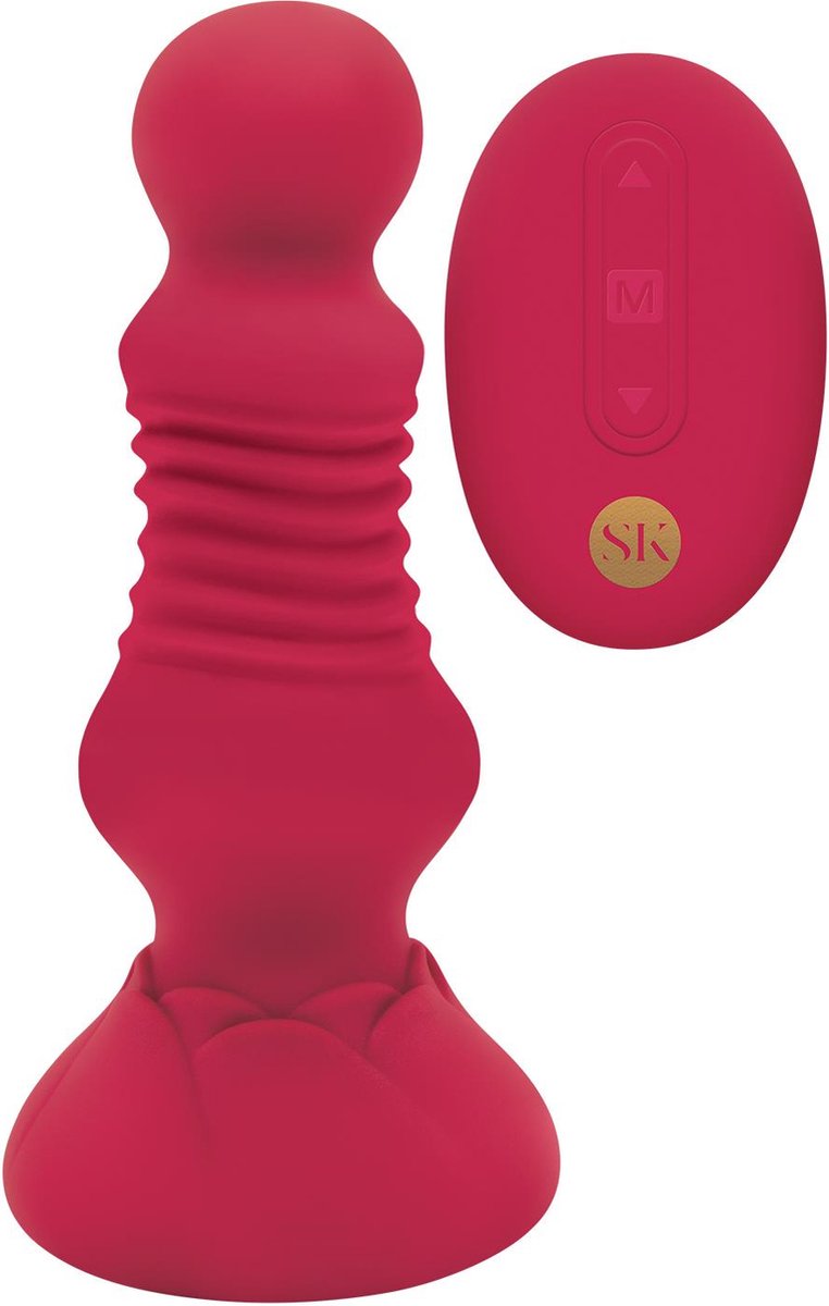 Goedkoopste Vibrerende Buttplug Remote Thrusting Rosebud Secret Kisses Rood