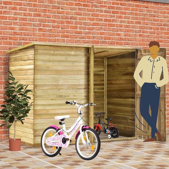 Abri vélo LBB - Abri vélo - Rangement - Bois de pin imprégné - 200x90x150 cm - Scooter - Abri de jardin - Placard