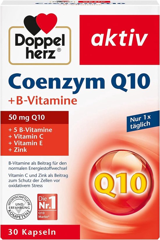 Foto: Doppelherz co enzym q10 b vitaminen ter ondersteuning van de energieleverend metabolisme en het zenuwstelsel vitamine e en c ter bescherming tegen stress i 30 capsules