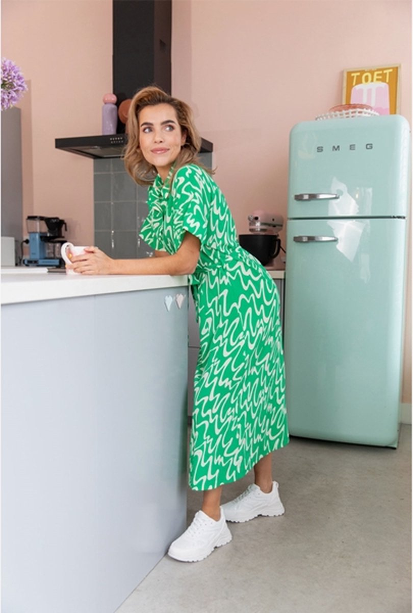 TwoDay lange dames blousejurk groen met print - Maat 3XL op Prijzenvolger.com