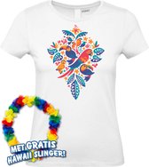 Dames t-shirt Tropicana Birds | Toppers in Concert 2024 | Club Tropicana | Hawaii Shirt | Ibiza Kleding | Wit Dames | maat S