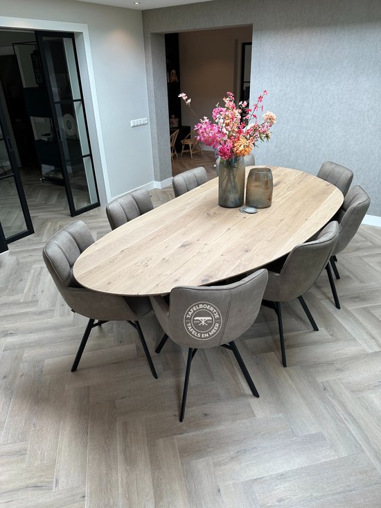 Organisch eiken eettafel 270x120 cm - Licht natuurlijk eiken - met ...