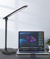 Aigostar 10O8V - Lampe de bureau LED - 5 luminosités - Commande tactile - Intensité variable - Lampe de chevet - Lampe de lecture réglable - Lumière chaude - Zwart