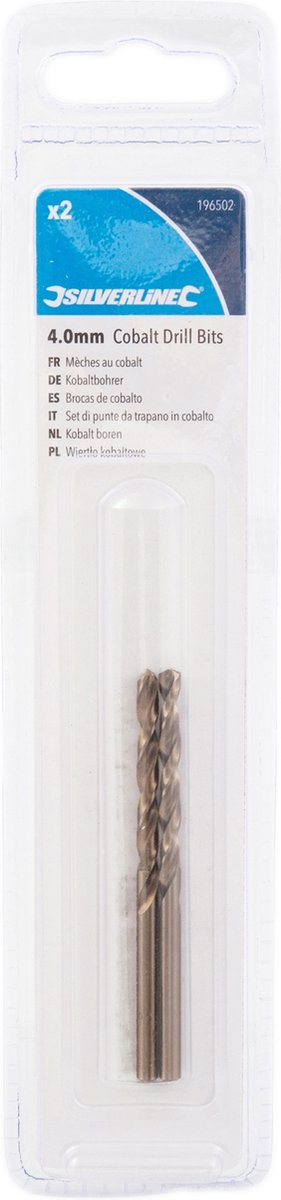 Silverline Kobaltbohrer 2er Pack 4,0 Mm – M35-HSS-Stahl Mit 5% Cobalt Für Harte Materialien