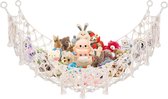 Vierkant speelgoedopbergknuffel 135 x 65 cm, opbergnet hangend, speelgoedopberger, opberger voor kinderkamer, knuffelhangmat voor knuffels teddy