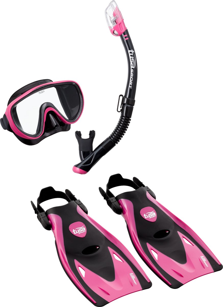 TUSAsport Serene Snorkelset met Vinnen | Comfortabel Serene Masker, Semi-Dry Snorkel & Efficiënte Snorkelvinnen voor Relaxed Snorkelen M (36-42)