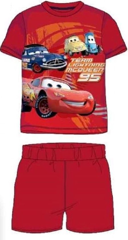 Cars pyjama - maat 92 - Lightning McQueen shortama - katoen - rood