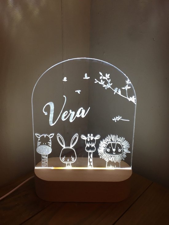 Nachtlampje bos en jungledieren met naam - babykamer - lamp - kind van Puckator — afbeelding 4