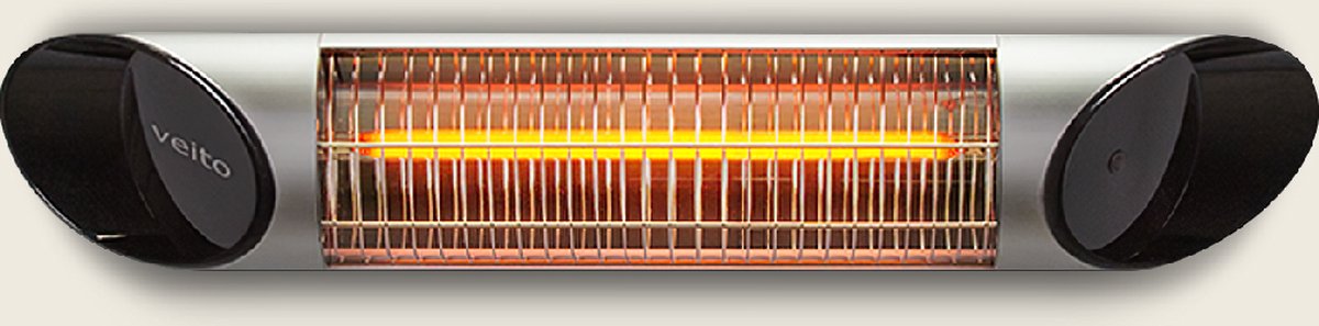Veito Blade Mini - Zilver - Elektrische Carbon Infrarood Kachel - Terrasverwarming - Elektrisch - 4 warmtestanden regelbaar - incl. afstandbediening - 1200W - IP44