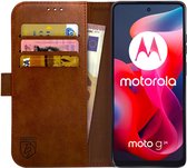 Rosso Element Geschikt voor Motorola Moto G24 | Wallet Book Case | Portemonnee Hoesje | 3 Pasjes | Magneetsluiting | Stand Functie | Bruin