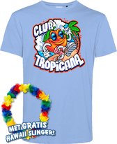 T-shirt Tropical Orange Sunrise | Toppers in Concert 2024 | Club Tropicana | Hawaii Shirt | Ibiza Kleding | Lichtblauw | maat XXL