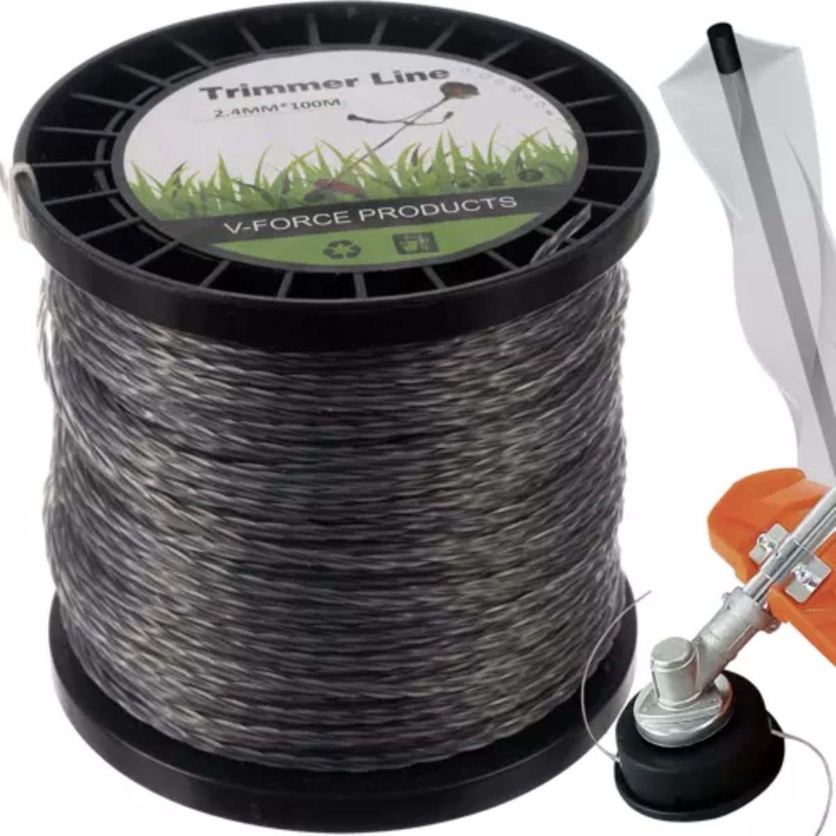 MOZY - Bosmaaierdraad - Grijs - 100 Meter - 2.4 mm - Gedraaid - Extra Stevig - Grastrimmerdraad - Snijdraad - Draadspoel - Zonder Bosmaaier - Trimmerdraad - Trimdraad - Kantenmaaier - Maaidraad