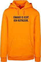 EK Kleding Hoodie zwart M - V - Oranje is echt een kutkleur - voorkant - soBAD. | Oranje hoodie dames | Oranje hoodie heren | Oranje sweater | Oranje | EK 2024 | Voetbal | Nederland | Unisex