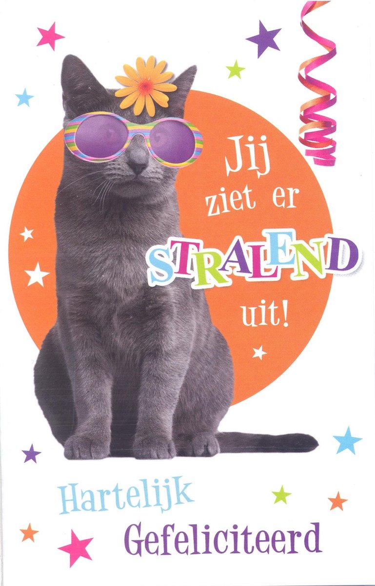 Wenskaart Jij ziet er Stralend uit Hartelijk Gefeliciteerd - D15040 - Gratis verzonden