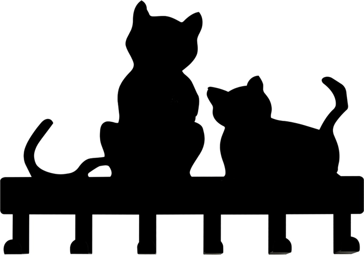 Kapstok poes kat kinderkamer - wandkapstok poezen katten 6 haken babykamer