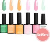 Set 6 pièces Moods Gellac - Vernis à ongles gel - 15ML - Édition Summer in Hawaii - Gellac - Ongles - Pack de démarrage Gellak - Couleurs printanières